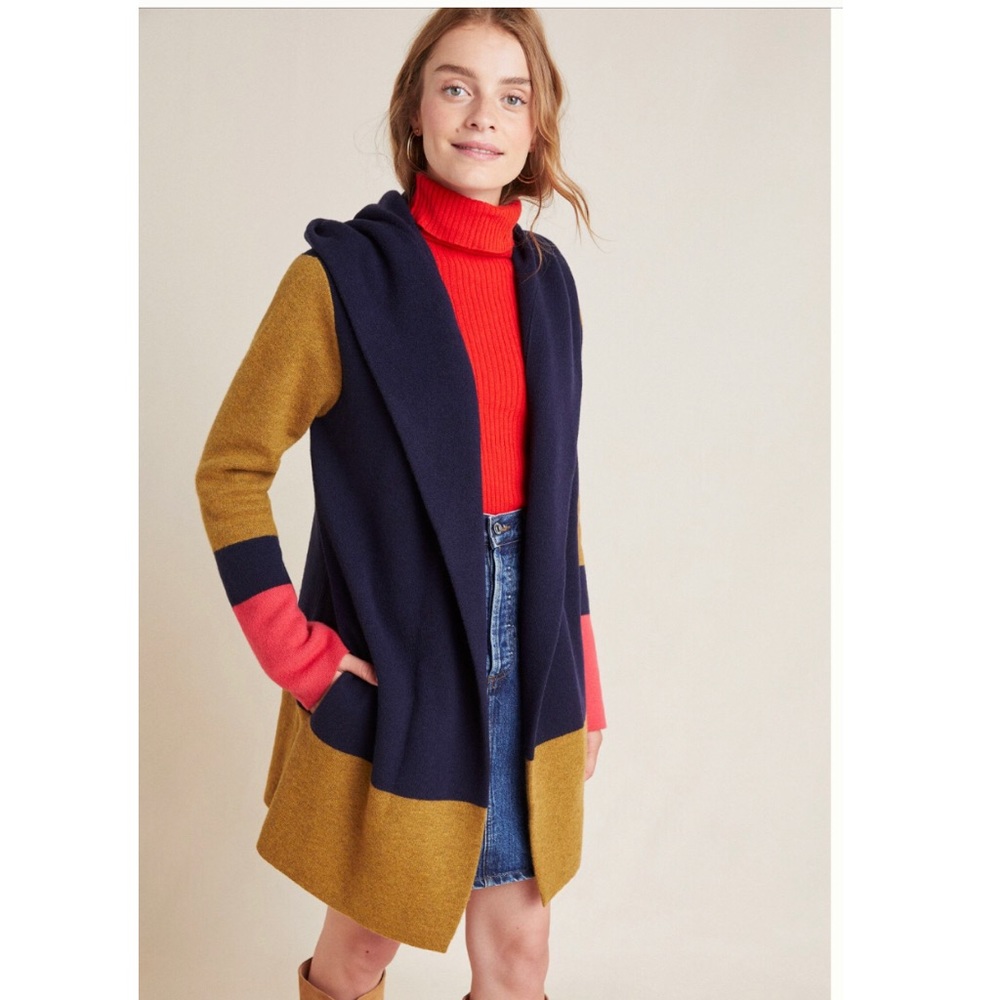 NWT Valerie Colorblocked Wool Sweater Coat